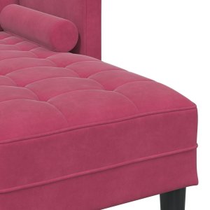 vidaXL Kanapa 3-osobowa z chaise longue w kształcie L w kolorze czerwonego wina 160 cm z aksamitnego materiału 7