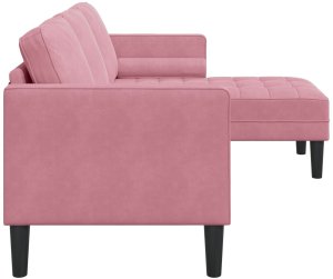 vidaXL Sofa 3-osobowa  z chaise longue w kształcie L, jasnoróżowa, 160 cm, welurowa 5