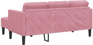 vidaXL Sofa 3-osobowa  z chaise longue w kształcie L, jasnoróżowa, 160 cm, welurowa 6