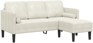 vidaXL Kanapa L w kolorze kremowym 173x131x67 cm z weluru 2