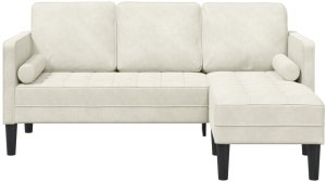 vidaXL Kanapa L w kolorze kremowym 173x131x67 cm z weluru 4