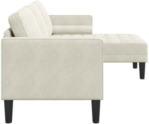 vidaXL Kanapa L w kolorze kremowym 173x131x67 cm z weluru 5