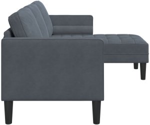 vidaXL Sofy 3-osobowa z chaise longue w kształcie L szary ciemny 160 cm z weluru 5