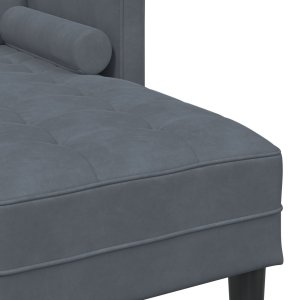 vidaXL Sofy 3-osobowa z chaise longue w kształcie L szary ciemny 160 cm z weluru 7