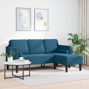 vidaXL Narożna Sofa Niebieska 173x131x67 cm Welniana 3