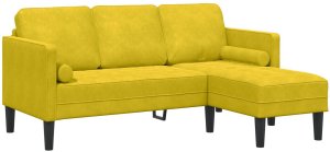 vidaXL żółta sofa w kształcie litery L  173x131x67 cm z weluru 2