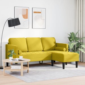 vidaXL żółta sofa w kształcie litery L  173x131x67 cm z weluru 3