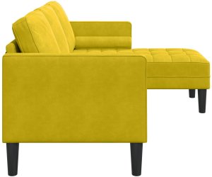 vidaXL żółta sofa w kształcie litery L  173x131x67 cm z weluru 5