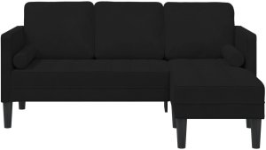 vidaXL Sofa 3-osobowa z chaise longue L-czarna 160 cm aksamitna 4