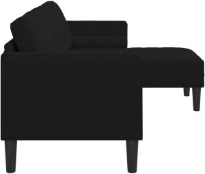 vidaXL Sofa 3-osobowa z chaise longue L-czarna 160 cm aksamitna 5