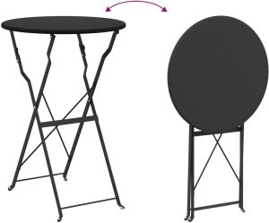 vidaXL Zestaw Bistro Składany 3-częściowy Antracytowa Stal (42002972) 10