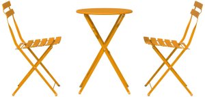 vidaXL Zestaw Bistro Składany 3 Częściowy Musztardowy Stal (42002969) 7