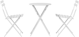 vidaXL Zestaw Bistro 3-częściowy składany biały stal (42002968) 7