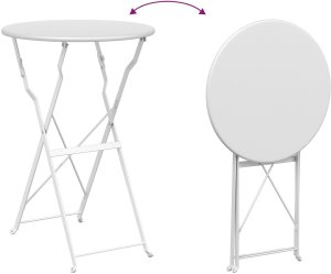 vidaXL Zestaw Bistro 3-częściowy składany biały stal (42002968) 10