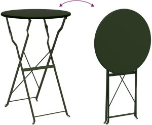 vidaXL 3-częściowy składany zestaw bistro w ciemnozielonym kolorze ze stali (42002967) 10