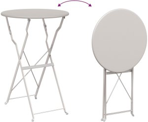 vidaXL vidaXL 3-elementowy składany zestaw bistro beżowy ze stali 10