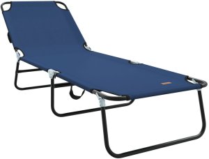 vidaXL Składany leżak słoneczny Przenośny Niebieski Materiał Oxford 600D 2