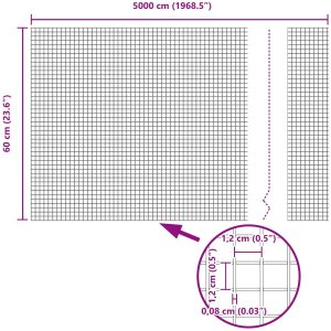 vidaXL Zielone ogrodzenie z drutu spawanego 0,6x50 m ze stali 7