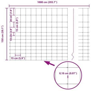 vidaXL Ogrodzenie polowe  1,5x10 m ze stali ocynkowanej 9