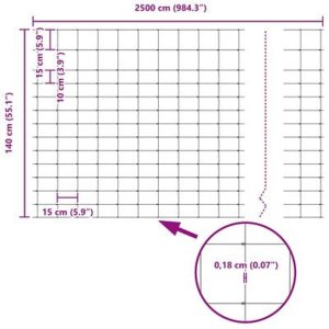 vidaXL Ogrodzenie Pole 1.4x25 m Stal Ocynkowana 9