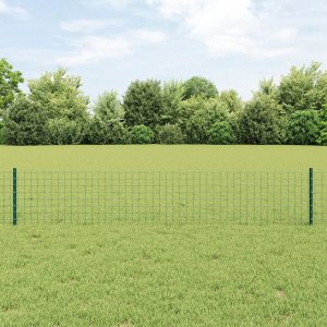 vidaXL Słupki ogrodzeniowe 11 szt U-Channel Zielony 40 cm Stal 1