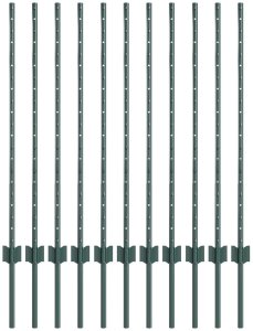 vidaXL Słupy ogrodzeniowe 11 szt. w kształcie U Zielony 100 cm Stal 2