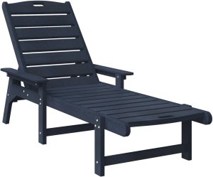 vidaXL Leżak Słoneczny Granatowy 53x162x98,5 cm HDPE 2