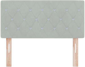 vidaXL Wezgłowie z kryształowymi guzikami, pikowane, jasnoszare, 90 cm, aksamitne 4