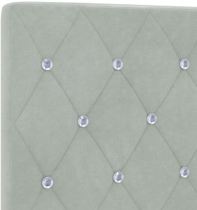 vidaXL Wezgłowie z kryształowymi guzikami, pikowane, jasnoszare, 90 cm, aksamitne 8