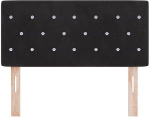 vidaXL Wezgłowie z kryształowymi guzikami, pikowane, czarne, 90 cm, welurowe 4