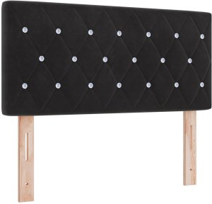 vidaXL Wezgłowie z kryształowymi guzikami, tapicerowane czarnym aksamitnym materiałem, 100 cm 2