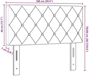 vidaXL Wezgłowie z kryształowymi guzikami, tapicerowane czarnym aksamitnym materiałem, 100 cm 9