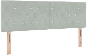 vidaXL Wezgłowie z kryształowymi guzikami, pikowane, jasnoszare, 160 cm, aksamitne 2