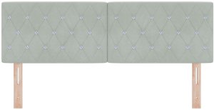 vidaXL Wezgłowie z kryształowymi guzikami pikowanymi jasnoszarym aksamitnym 140 cm 4