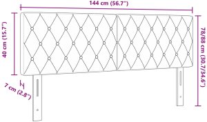 vidaXL Wezgłowie z kryształowymi guzikami pikowanymi jasnoszarym aksamitnym 140 cm 9