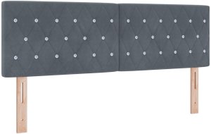 vidaXL Wezgłowie z kryształowymi guzikami, pikowane, ciemnoszare, 160 cm, aksamit 2