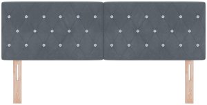vidaXL Wezgłowie z kryształowymi guzikami, pikowane, ciemnoszare, 160 cm, aksamit 4