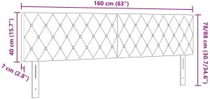 vidaXL Wezgłowie z kryształowymi guzikami, pikowane, ciemnoszare, 160 cm, aksamit 9