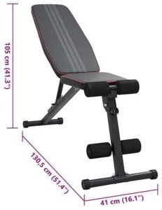 vidaXL Regulowana ławka  składana 230 kg czarna stal 9