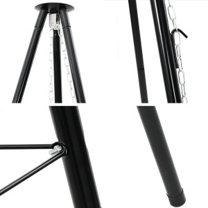vidaXL vidaXL Trójnóg do gotowania na ognisku z rusztem grillowym 170 cm Stal 4