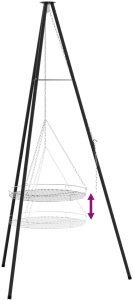 vidaXL vidaXL Trójnóg do gotowania na ognisku z rusztem grillowym 170 cm Stal 6