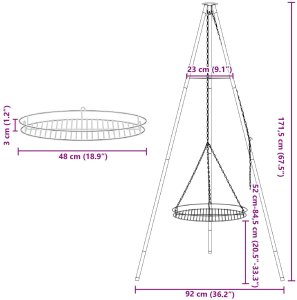 vidaXL vidaXL Trójnóg do gotowania na ognisku z rusztem grillowym 170 cm Stal 7