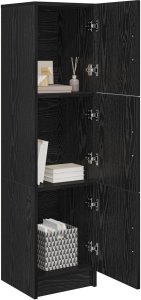 vidaXL Komoda z czarnego dębu Czarny dąb MDF i fornir Średni Komoda 3