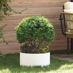 vidaXL Białe metalowe donice Biała Metal 40 cm średnicy Donice metalowe 1