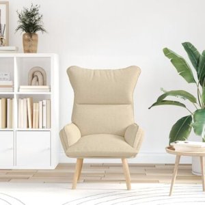 vidaXL Fotel relaksacyjny z kremowej tkaniny 5