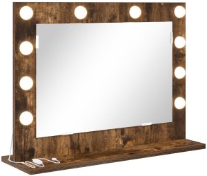 vidaXL Lustro toaletowe  Wędzony dąb Drewno, Szkło 60 x 45 x 18 cm Lustro 2