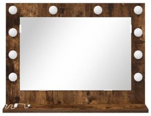 vidaXL Lustro toaletowe  Wędzony dąb Drewno, Szkło 60 x 45 x 18 cm Lustro 5