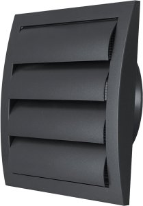 Plastic ventilation grille ND15ZA, 190 x 190 mm, DN150, with louver, anthracite color. 1
