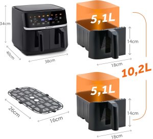 Frytkownica beztłuszczowa Berdsen Duża frytkownica beztłuszczowa Air fryer BD-657 czarna 4