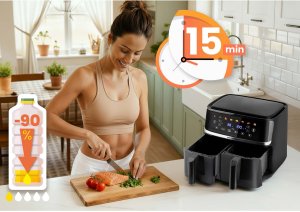 Frytkownica beztłuszczowa Berdsen Duża frytkownica beztłuszczowa Air fryer BD-657 czarna 10